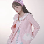 Get trendy with [Rose Island] Pink Bunny Denim Jacket - Coats & Jackets available at Peiliee Shop. Grab yours for $55 today!