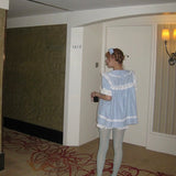 August Unicorn Gingham Babydoll Long Top Shirt