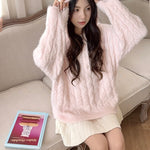 Get trendy with Soft Pink Age Wool Blended Sweater Hoodie - Sweater available at Peiliee Shop. Grab yours for $9 today!