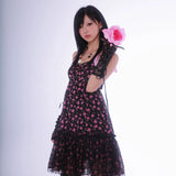Get trendy with [Evil Tooth] Wild Rose Floral Gyaru Girl Mini Dress - Shirts & Tops available at Peiliee Shop. Grab yours for $42 today!