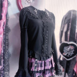 Evil Tooth Rosy Cross Embroidered Gothic Blouse