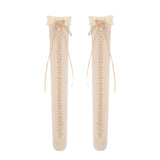 [Blood Supply] Venus Lace-up Sheer Over Knee stockings