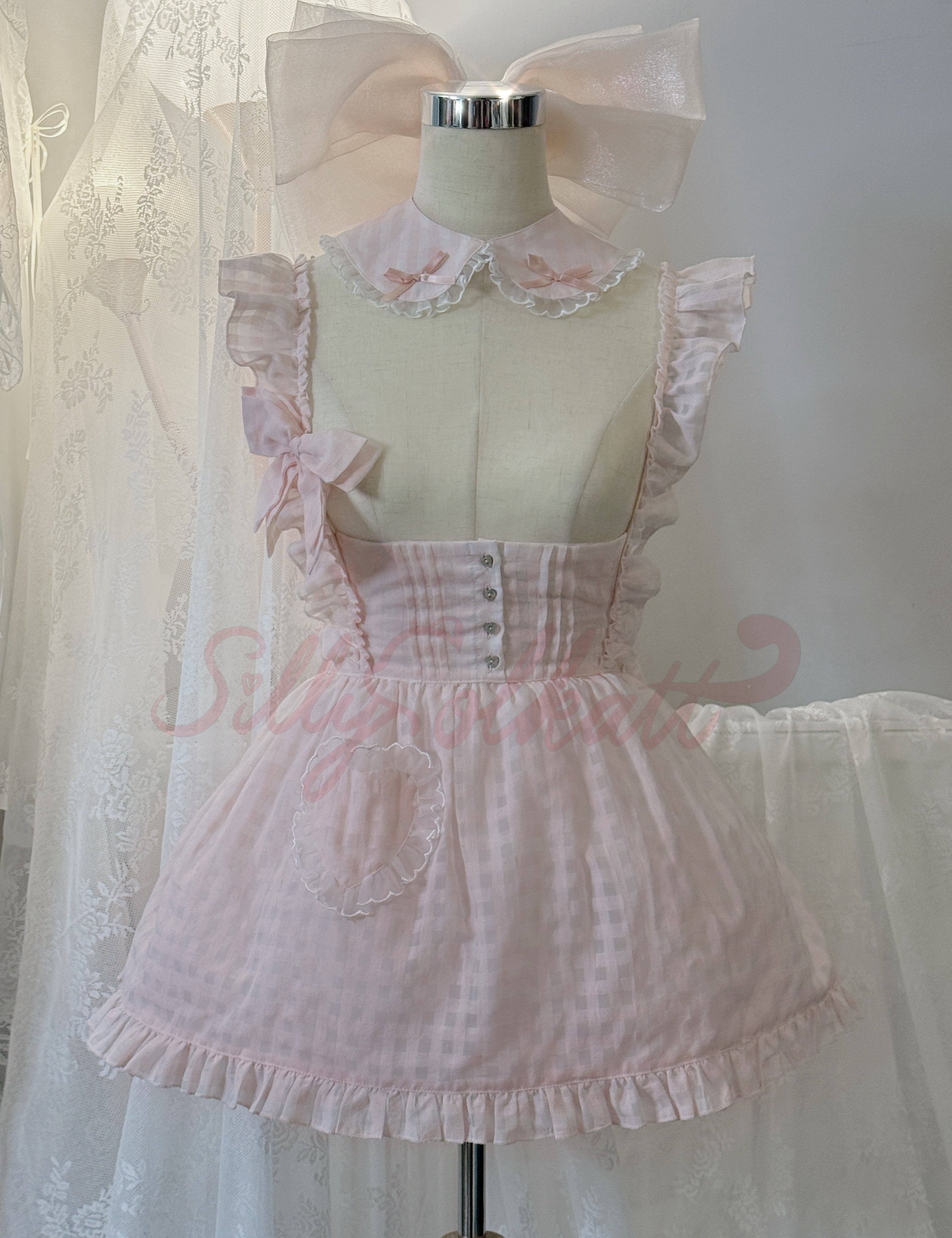 Silly Solkatt Alice’s Little Melody Pink Gingham Apron Set