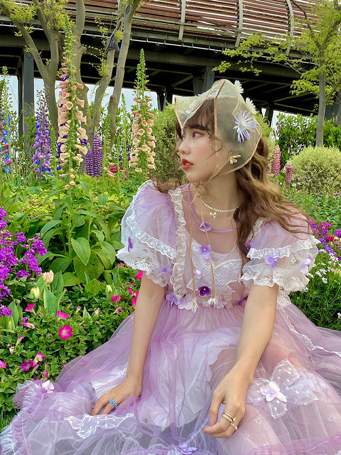 Get trendy with [August Unicorn] Handmade Flower Fairy Lavender Dress - Dresses available at Peiliee Shop. Grab yours for $195 today!