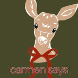 [Made In Spain] Carmen Says Deer Print Knit Puff Sleeves Sweater