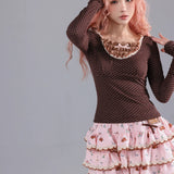 Rose Island Deer Core Polka Dots Sweatshirt Top
