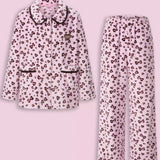 Sleepy Fairy Coral Fleece Leopard Bow Pajama Set