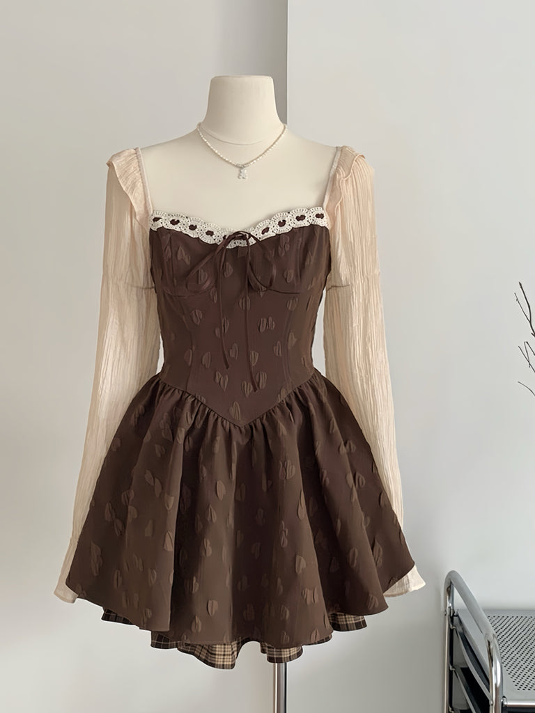 [Petite] Cocoa Hearts Mini Dress - Premium  from Basic - Just $28! Shop now at Peiliee Shop