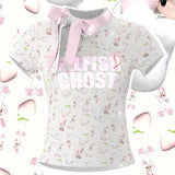SelfishGhost Strawberry Bunny Bow Top & Ruffle Mini Skirt Set
