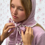 MineBeThyVers Lavender Dreams Wool Blend Knit Cardigan Bonnet Set