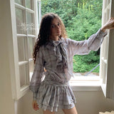 MineBeThyVers Bluebell Plaid Cotton Mini Dress