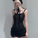 KittenClaw Black Dream Cross Tank Corset Top