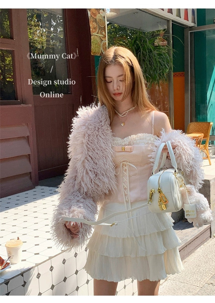 [Mummy Cat] Pink Angel Faux Fur Coat - Premium  from Mummy Cat - Just $68.50! Shop now at Peiliee Shop
