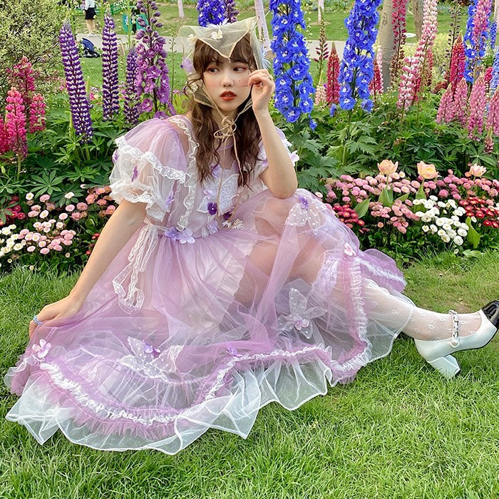 Get trendy with [August Unicorn] Handmade Flower Fairy Lavender Dress - Dresses available at Peiliee Shop. Grab yours for $195 today!