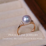 Get trendy with Diamonds Wave Of Elegance Akoya Sea Pearl 18k Gold Filled Ring -  available at Peiliee Shop. Grab yours for $560 today!