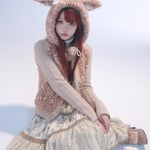 Get trendy with [Rose Island] Fairy Spirit Deer In Flower Field Faux Fur Hoodie with Zipper -  available at Peiliee Shop. Grab yours for $69 today!