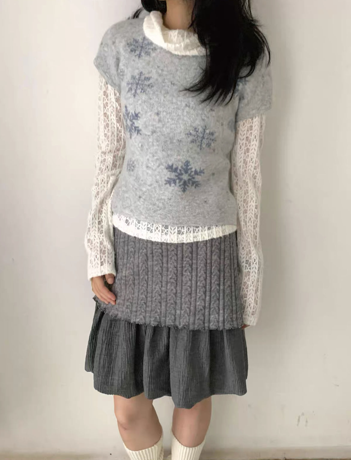 Get trendy with Sic Astra Snow Doll Coquette Knitting Vest Sweater - Accessories available at Peiliee Shop. Grab yours for $39 today!