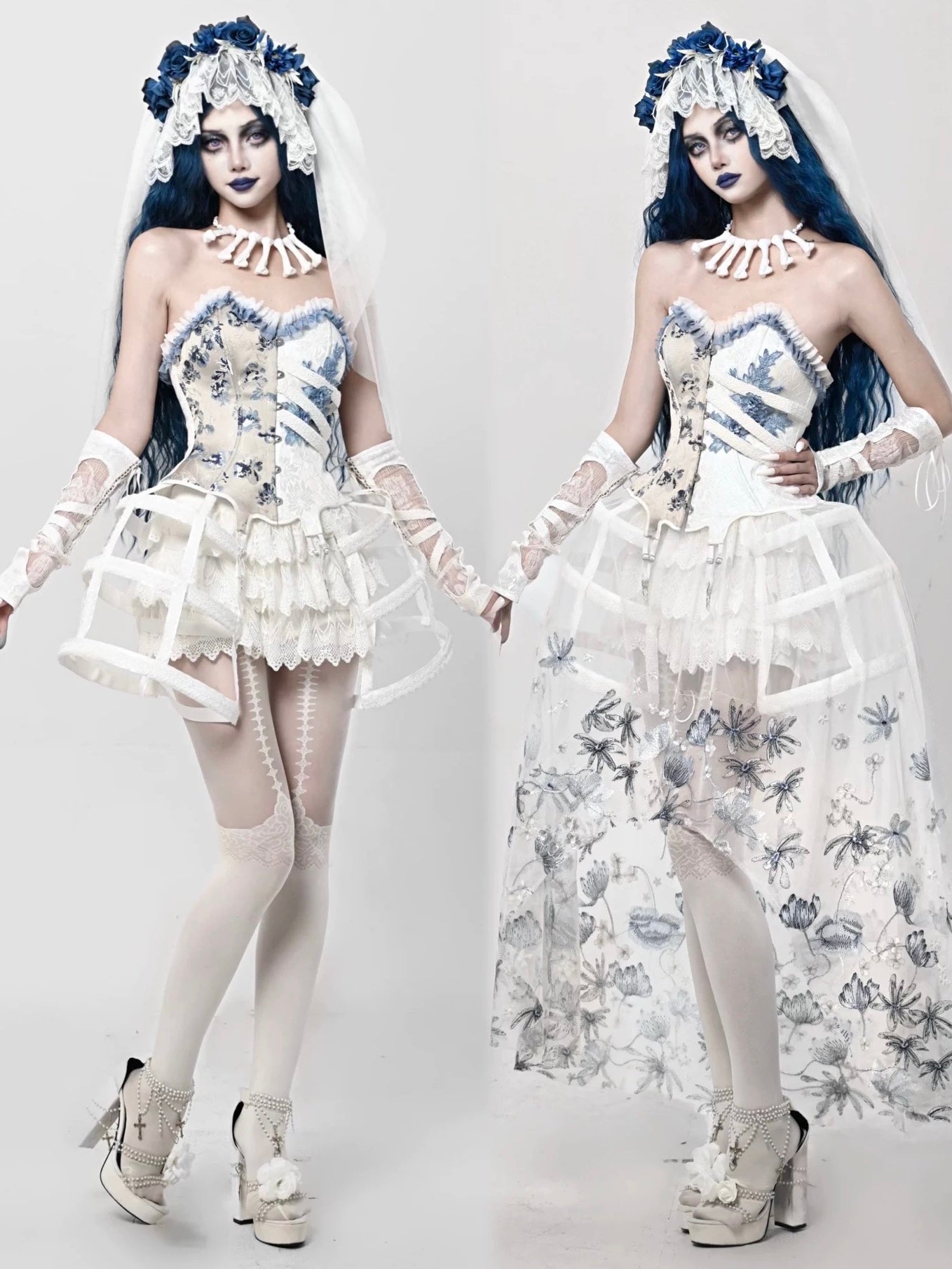 Get trendy with [Blood Supply] Corpse Bride 2024 Halloween Costume Gothic Corset Top with petticoats - Crop Top available at Peiliee Shop. Grab yours for $49.90 today!