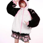 Get trendy with Evil Tooth Kawaii Panda Look Faux Fur Hoodie Coat -  available at Peiliee Shop. Grab yours for $78 today!