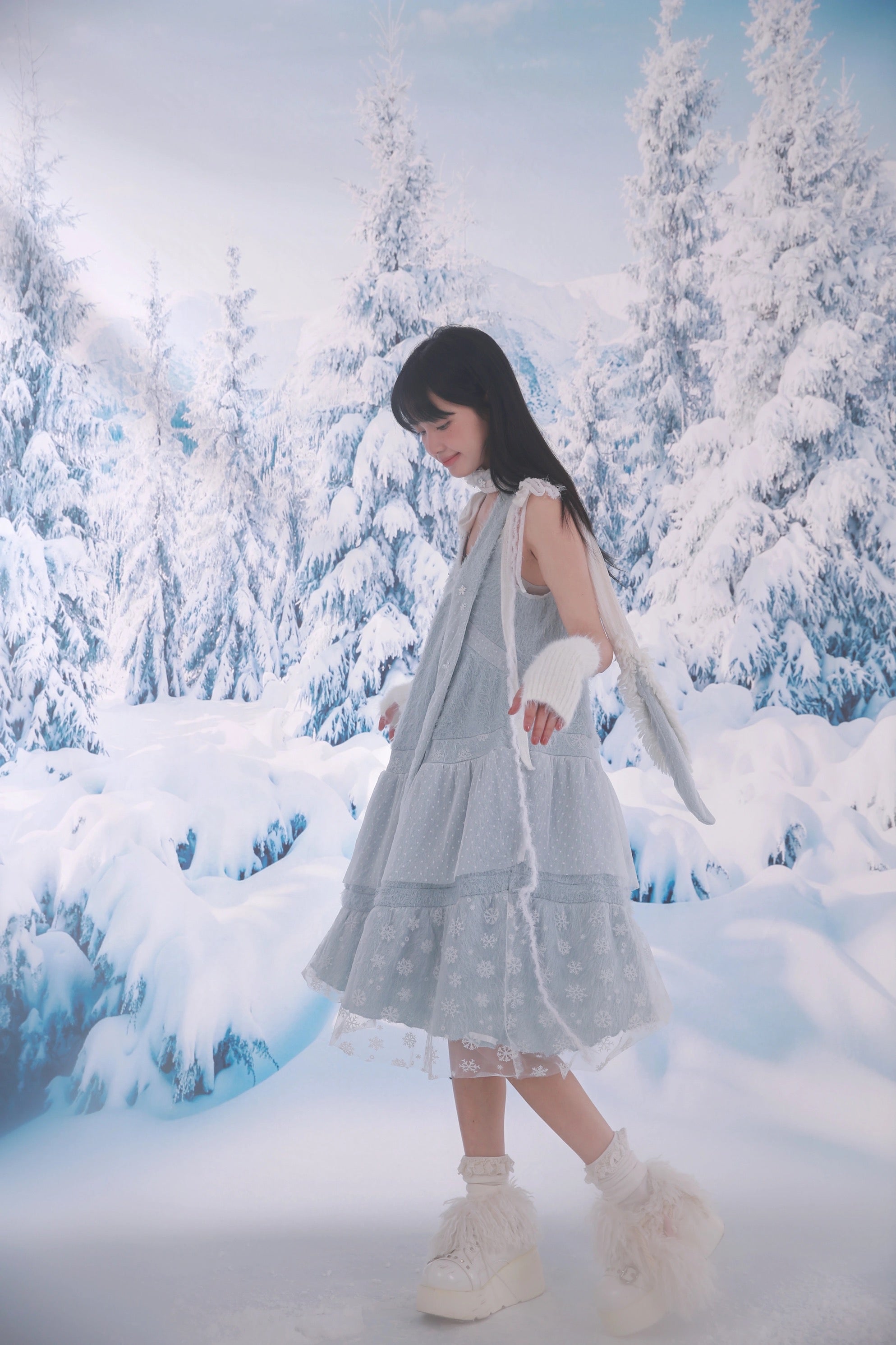 Get trendy with [Rose Island] Icy Snow Feather Dress -  available at Peiliee Shop. Grab yours for $57 today!