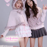 Evil Tooth Shibuya Kitty Pink Leopard Faux Fur Knit Hoodie