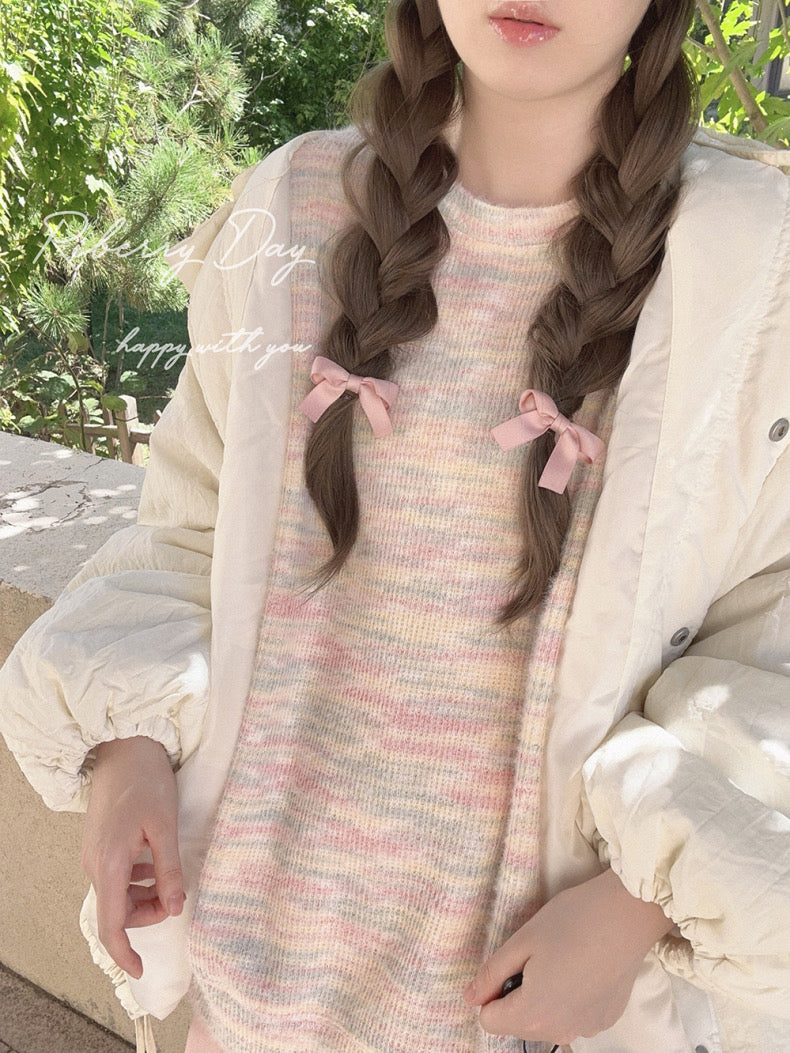 Get trendy with Pastel Rainbow Soft Pastel Knitting Oversized Sweater - Sweater available at Peiliee Shop. Grab yours for $19.90 today!