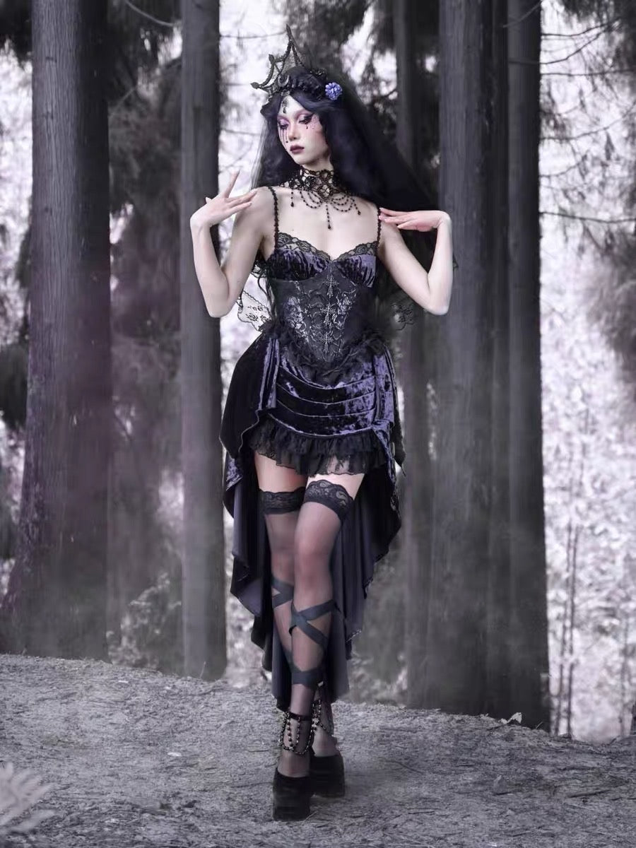 Get trendy with [Blood Supply]Moon Goddess Gothic Velvet Halloween Dress - Clothing available at Peiliee Shop. Grab yours for $55 today!