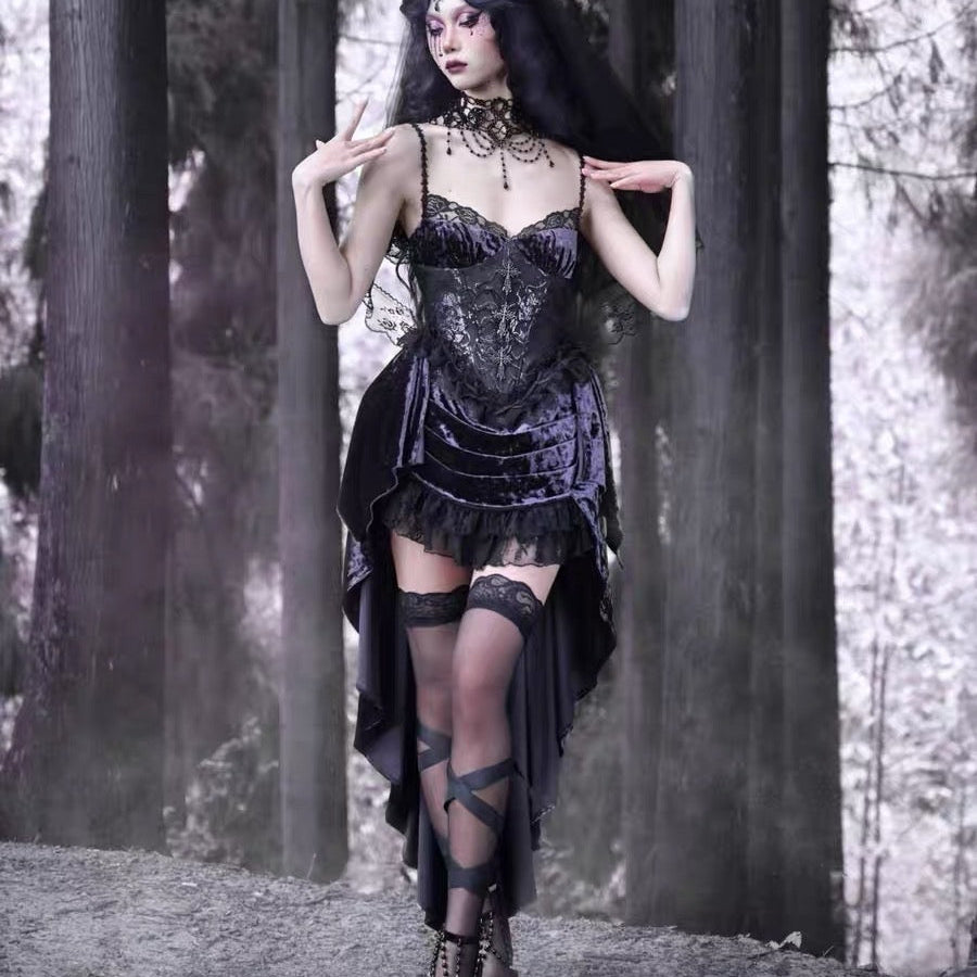 Get trendy with [Blood Supply]Moon Goddess Gothic Velvet Halloween Dress - Clothing available at Peiliee Shop. Grab yours for $55 today!