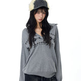 Reabobo Grey Fair Isle Cashmere Blend Sweater