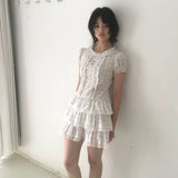 SicAstra Polka Doll Cotton Dress In White