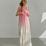 Get trendy with [UNOSA] Sunset Petals Midi Dress Gown -  available at Peiliee Shop. Grab yours for $69 today!