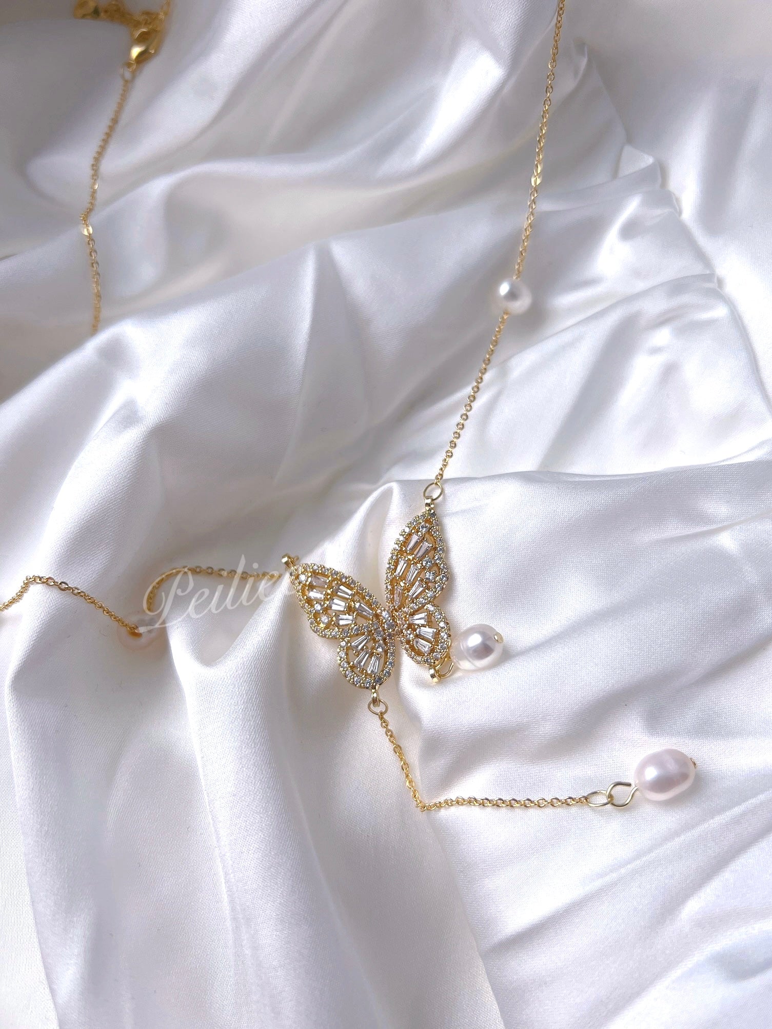 Get trendy with Butterfly dreams lucky charm freshwater pearl necklace -  available at Peiliee Shop. Grab yours for $19.90 today!