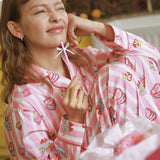 Sleepy Fairy Happy Birthday Pink Stripe Cotton Pajama Set