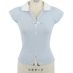 Get trendy with [Mummy Cat] Pastel Babydoll Ribbon Shirt - Corset available at Peiliee Shop. Grab yours for $36 today!