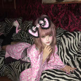 BunnyBite Pink Leopard Hime Gyaru Kimono Dress Set