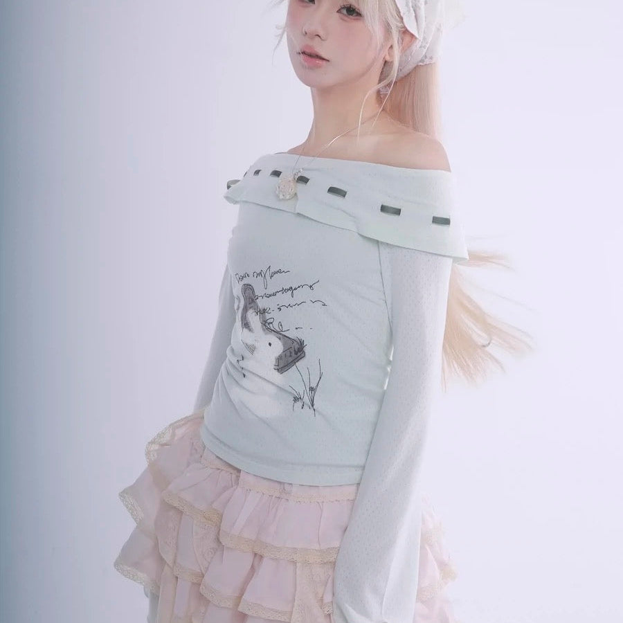 Get trendy with Certified Fairy Bunny Print Cotton Sweat Shirt -  available at Peiliee Shop. Grab yours for $45 today!