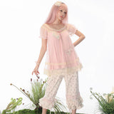 Rose Island Moss Garden 100% Cotton Loose Fit Capri Pants