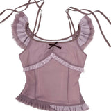 [Rose Island] The Rosy Kiss Crop Top and Ruffle Tulle Skirt Set