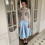 UNOSA Ice Blue Satin A-Line Skirt