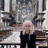 Evil Tooth Rosy Cross Embroidered Gothic Blouse