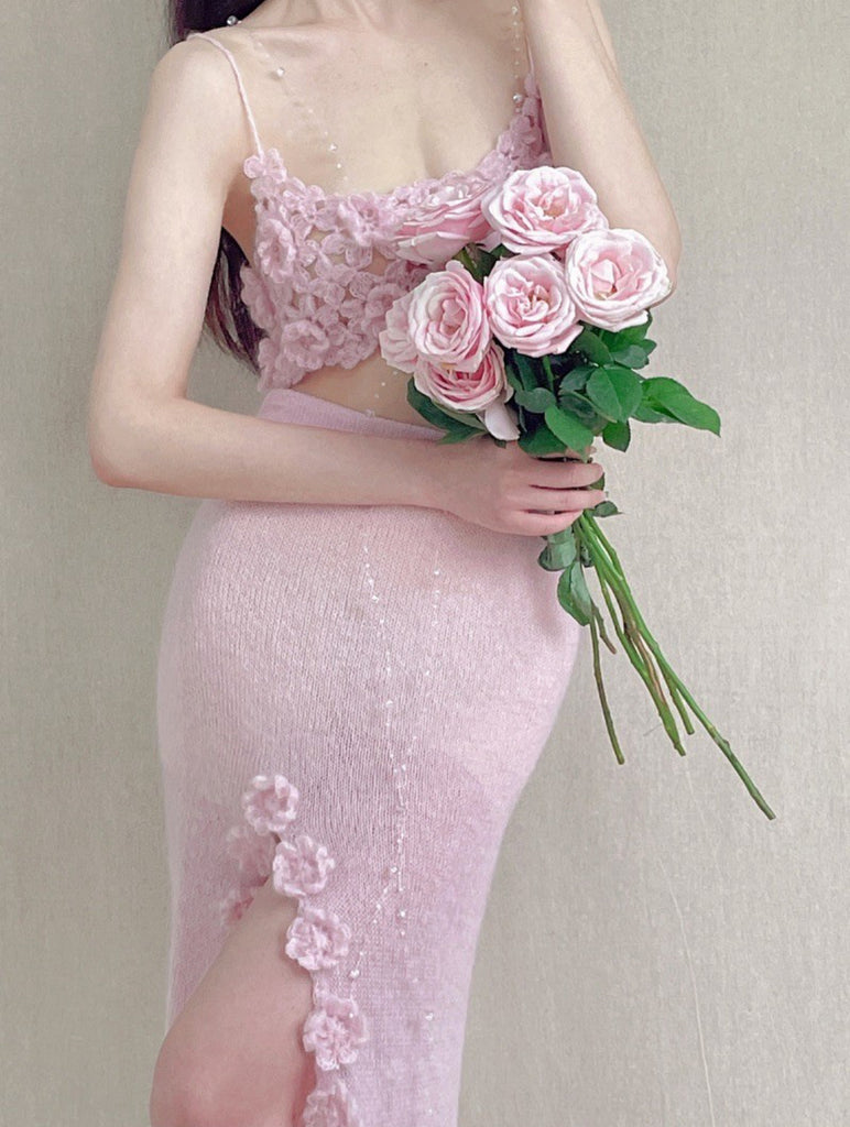 Get trendy with [Tailor Made] Rose Heaven Hand Knitted Dress Set -  available at Peiliee Shop. Grab yours for $118 today!