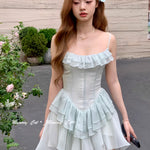 Get trendy with [Mummy Cat] Mint Petals Corset Mini Dress -  available at Peiliee Shop. Grab yours for $54 today!