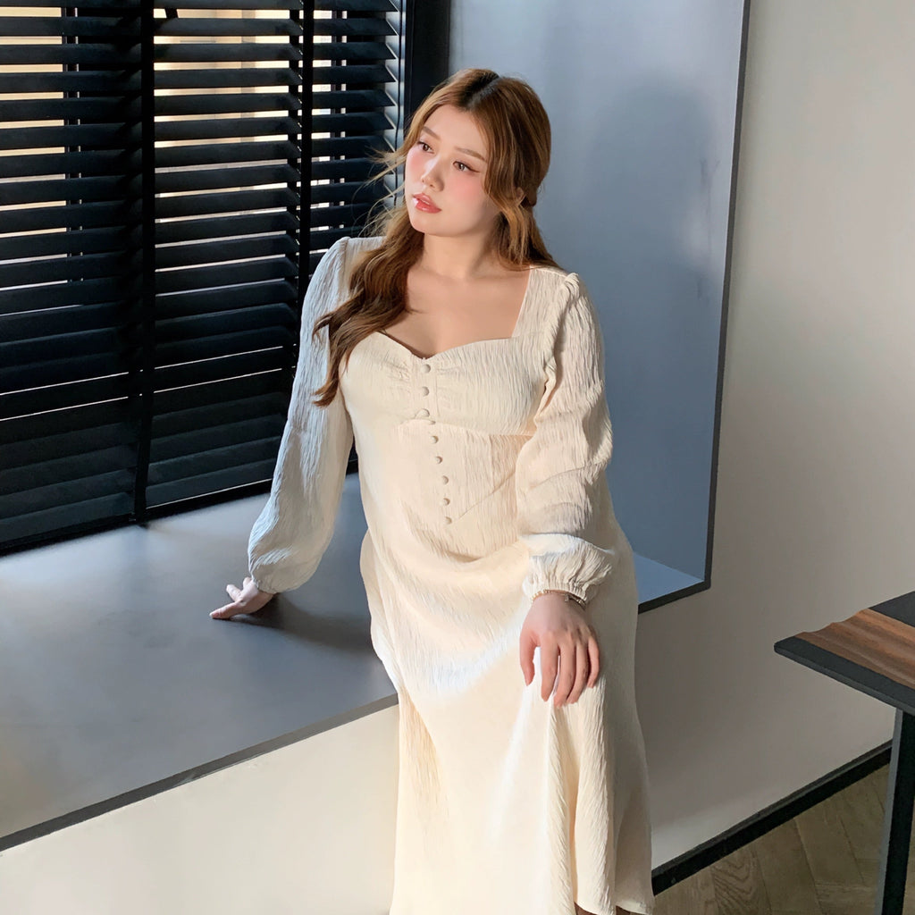[Curve Beauty]Moonlight Camellia White Dress (Plus Size 200 lbs) - Premium Dresses from DAJUN - Just $39! Shop now at Peiliee Shop