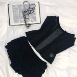 KittenClaw Black Dream Cross Tank Corset Top