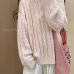 Get trendy with Soft Pink Age Wool Blended Sweater Hoodie - Sweater available at Peiliee Shop. Grab yours for $9 today!