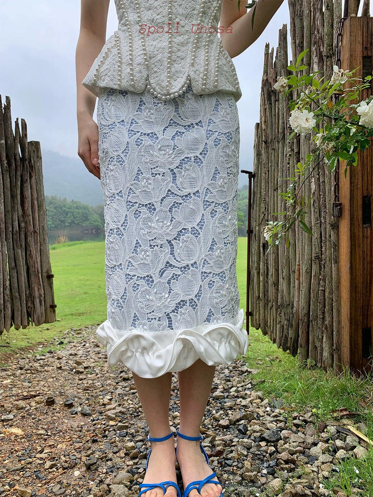 Get trendy with [SPOII UNOSA] Pearly Mermaid Midi Skirt -  available at Peiliee Shop. Grab yours for $65 today!