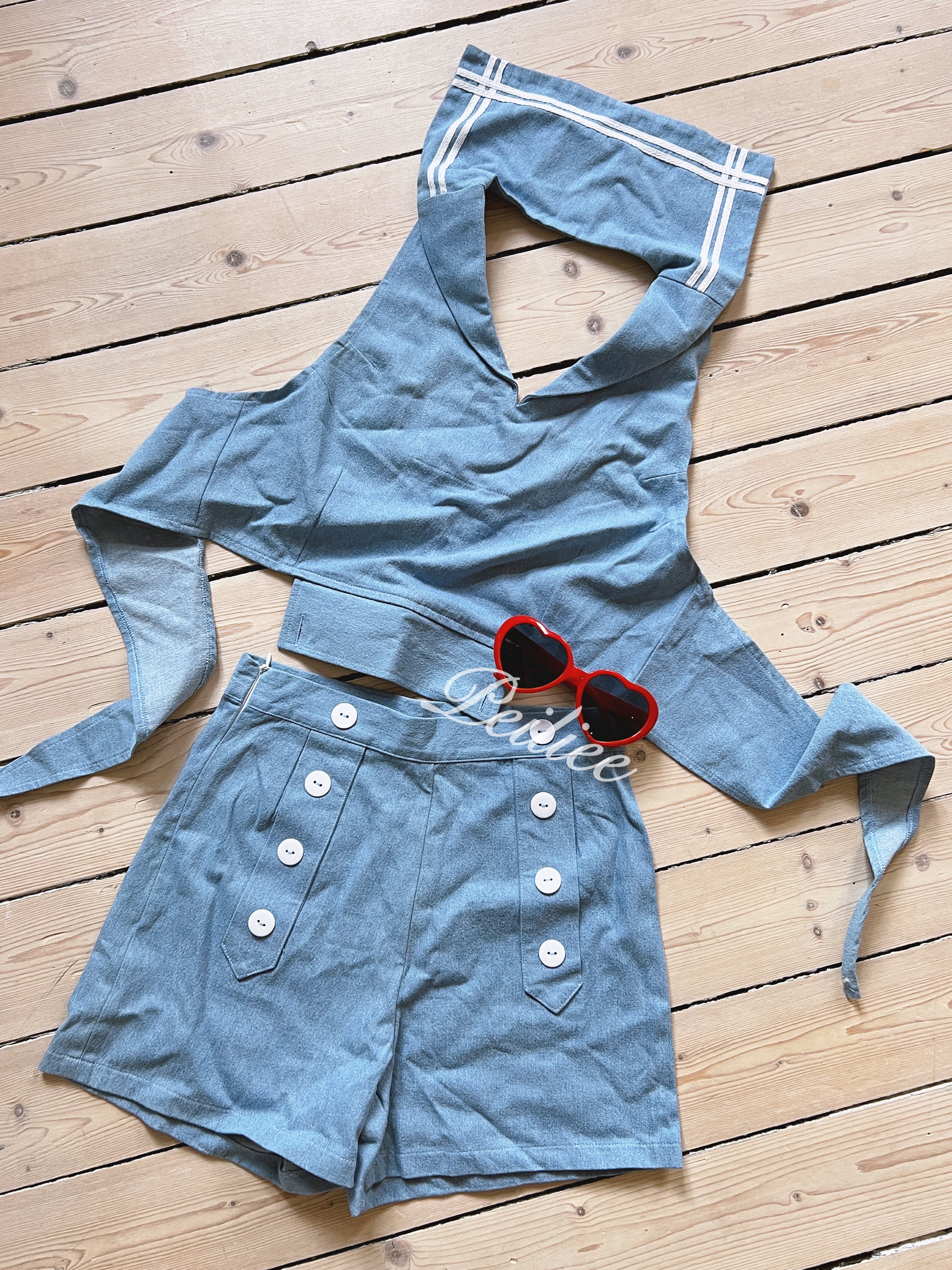Sophia's Dip-Dyed Striped Romper & Sandals Outfit For 18" Dolls - Summer Beach Set
