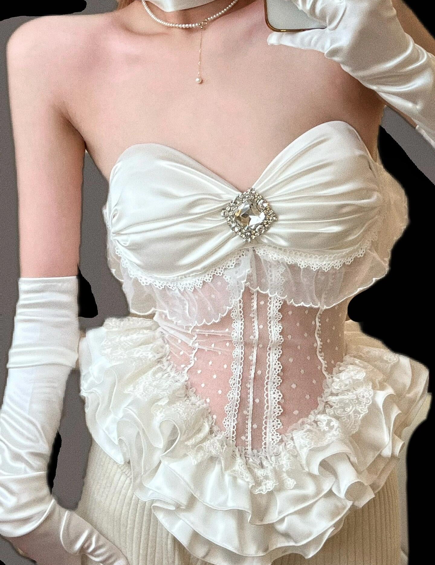 Get trendy with [Tailor Made] Snow Fairy Lace Corset Top -  available at Peiliee Shop. Grab yours for $62 today!
