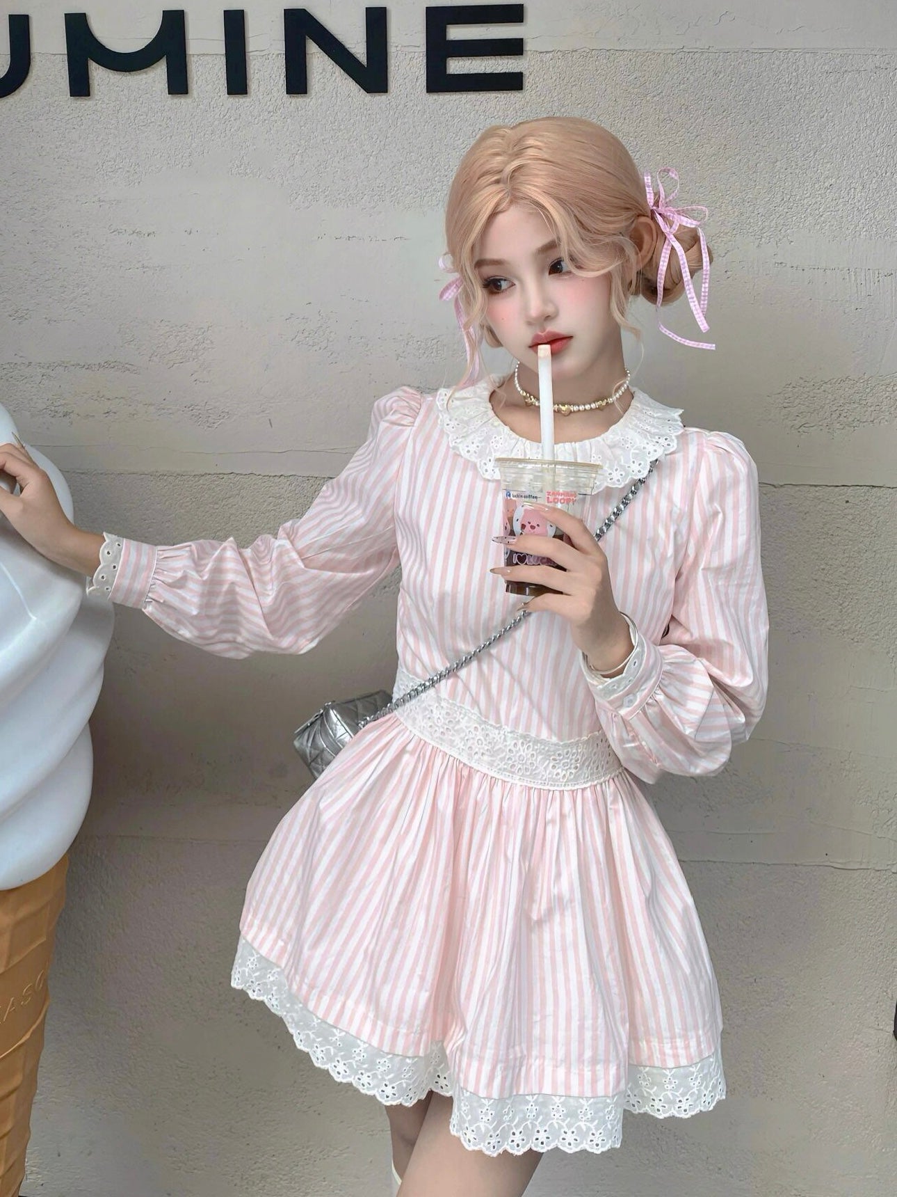 Get trendy with My Pink Soft Girl Autumn Mini Dress [LeonieGirl] - Clothing available at Peiliee Shop. Grab yours for $38 today!