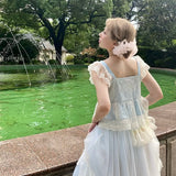 Get trendy with [August unicorn] Blue Moonlight Handmade Drop Top Skirt Set - Dresses available at Peiliee Shop. Grab yours for $89 today!